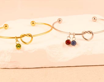 Personalized Birthstone Bracelet: 18k Gold Plated Stainless Steel Cuff