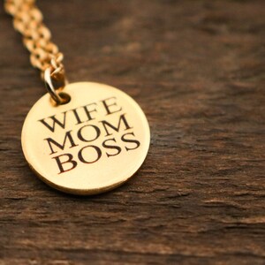 Custom Gold Disc Necklace for Mothers Day Gift, tiny letter necklace to be engraved. Disc 15mm image 3