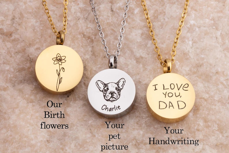 Custom urn for ashes keepsake, Ash Memorial Jewelry, Small Urn necklace for human ashes, grief necklace, dog Ashes for urn, Birth flower image 2