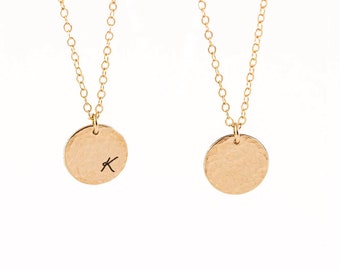 Hammered initial necklace Gold for mom - B initials k necklace - Personalized Initial Necklace Gold - Bridesmaid Present - Best friend Gift