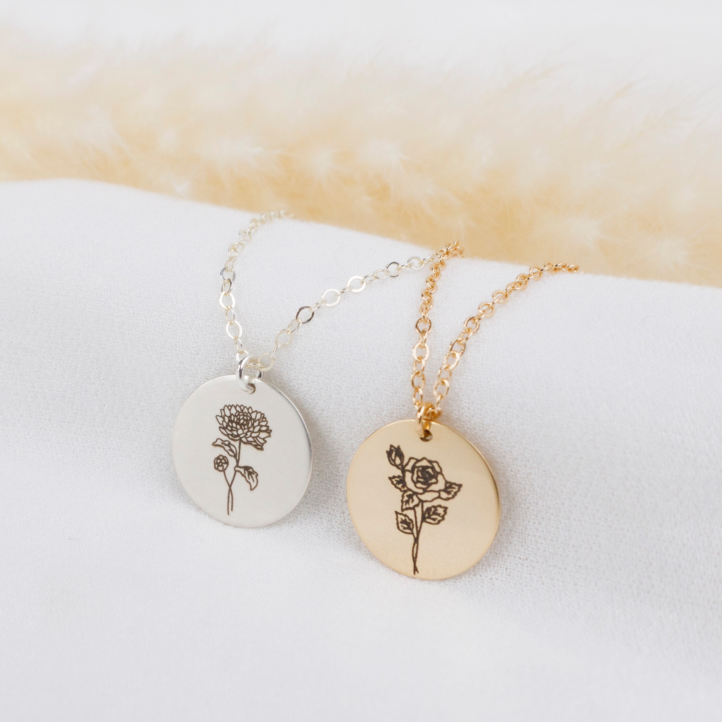 Personalized Birth Month Flower Necklace Mothers Day Jewelry - Etsy