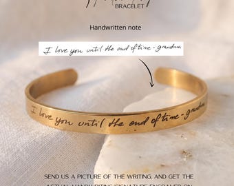 Personalized Handwritten Cuff Bracelet, Actual Handwriting, Custom Name,  Keepsake Jewelry, Christmas present, mothers day gift