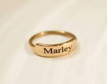 Dainty Name Ring, Personalized Ring, Roman Numeral Ring, Custom Engraved Ring, Stacking Rings, birthday gift, christmas present