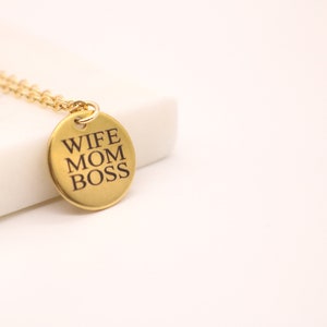 Custom Gold Disc Necklace for Mothers Day Gift, tiny letter necklace to be engraved. Disc 15mm image 2