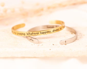 Personalized Bible Verse Cuff Bracelet: 18K Gold Christian Jewelry
