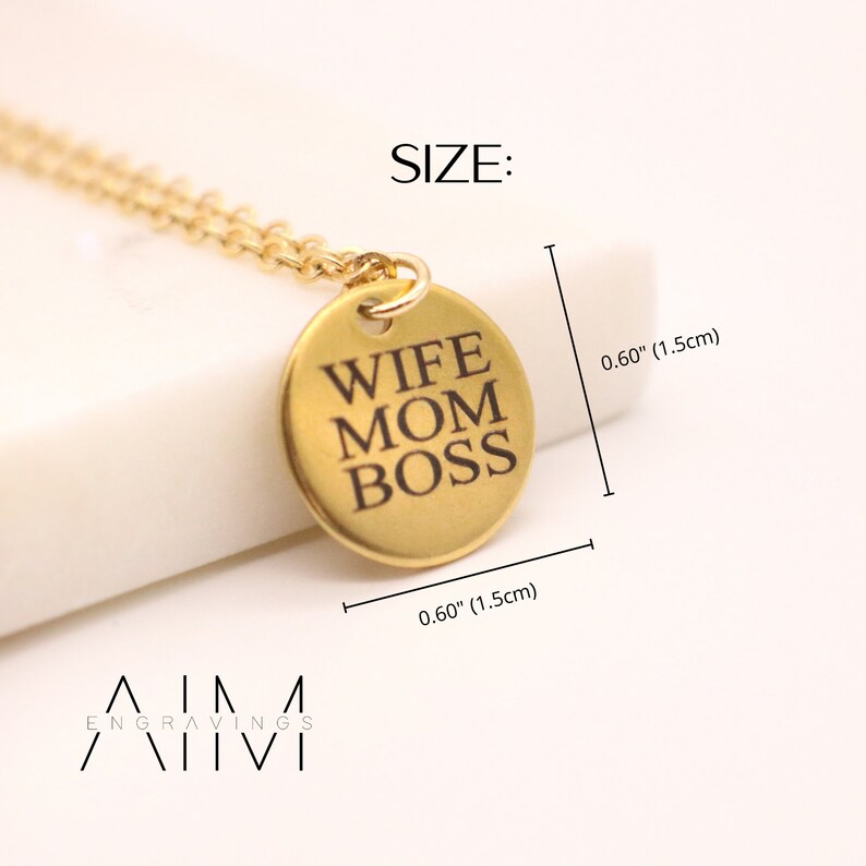 Custom Gold Disc Necklace for Mothers Day Gift, tiny letter necklace to be engraved. Disc 15mm image 4