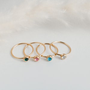 Birthday Gift, Dainty Birthstone Ring, Gift for her, Mom and Daughter, Gold Dainty Birthstone Ring Present, Gift for mom image 8