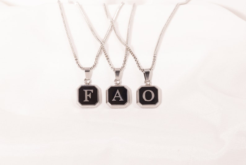 Initial Necklace for men, Letter gift for him, with box chain, boyfriend present, dad present bild 2