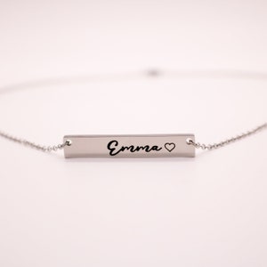 Personalized Gold Bar Necklace: Engraved Name, Roman Numerals