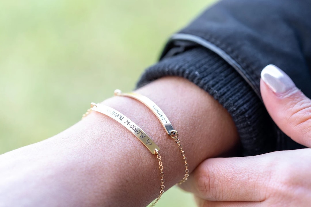Custom Coordinate Bracelet, Personalized Stainless Steel Jewelry ...