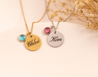 Collar con nombre de piedra de nacimiento para mamá, regalo de joyería del día de las madres, regalo de cumpleaños, regalo de Navidad para mamá, regalo para niñas, regalos de joyería