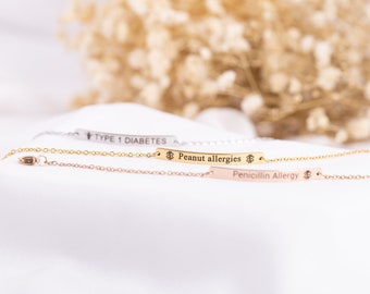 Pulsera de alerta de identificación médica para mujeres, diabetes tipo 1, identificación de emergencia personalizada, autismo, convulsiones, alergia, identificación de pulsera personalizada