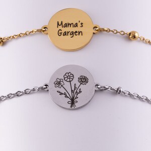 Pulsera de ramo de flores de nacimiento combinado Colgante floral Pulsera de encanto de amapola Flor del mes de nacimiento, Jardín de abuelas, Jardín de mamás imagen 4