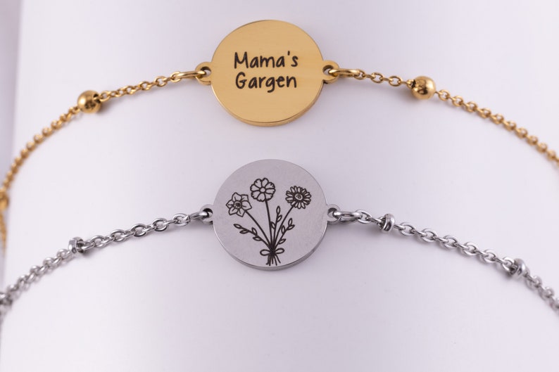 Pulsera de ramo de flores de nacimiento combinado Colgante floral Pulsera de encanto de amapola Flor del mes de nacimiento, Jardín de abuelas, Jardín de mamás imagen 4