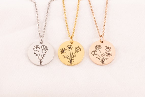 Combine Bouquet Necklace - Mothers day Jewelry - birth month necklace -  Summer Jewelry - birthday gifts for her V2