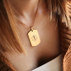 Personalized Medical ID Necklace - Diabetic Necklace - Medical Alert Necklace - medical tag charm - id jewelry