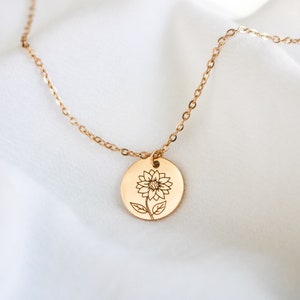 Sunflower gold for women Necklace, Floral Pendant for best friend gift, Personalized flower gift, blk sunflower