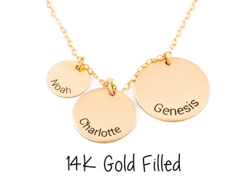 Elegante collar con nombre personalizado relleno de oro de 14 quilates: joyería hecha a mano personalizada, regalo perfecto para ella, aniversario o regalo de cumpleaños