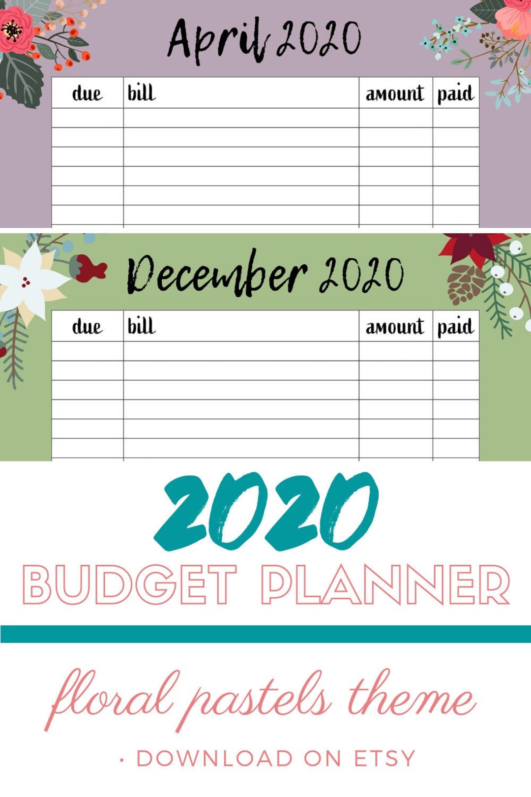 2020 Budget Planner Etsy