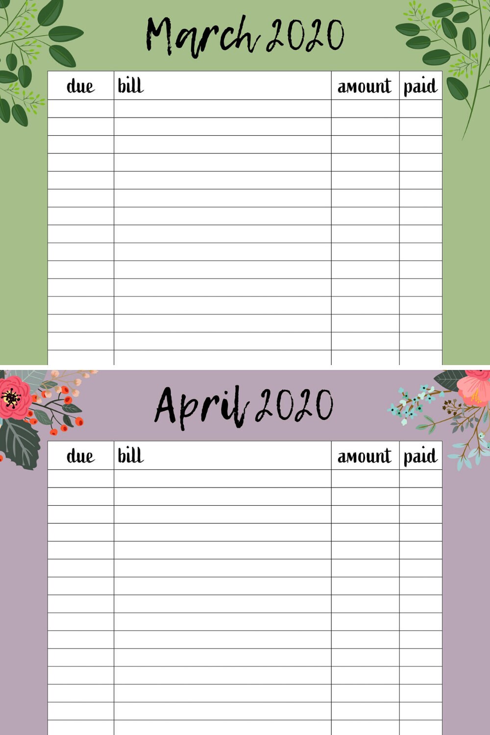 2020 Budget Planner Etsy