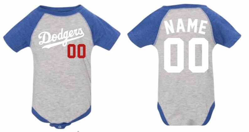 Baseball bodysuit sports bodysuit Personalized LA Dodgers Jersey Raglan Baseball Bodysuit LA Dodgers Bodysuit