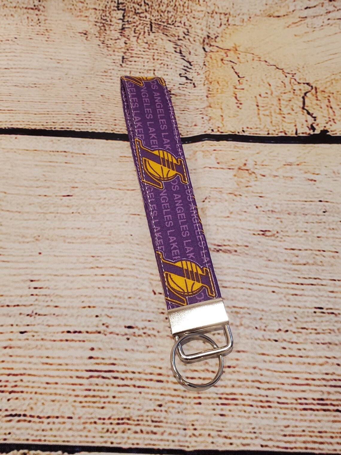 LA Lakers keyfob LA Lakers keychain wristlet Lakers keychain Etsy