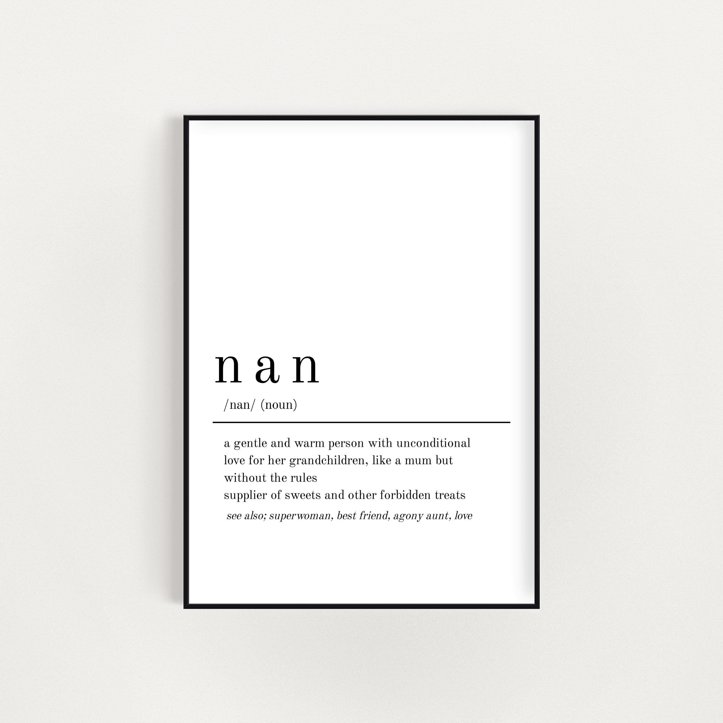 Nan Definition Wall Print 4x6 5x7 8x10 A4 A3 Birthday Etsy