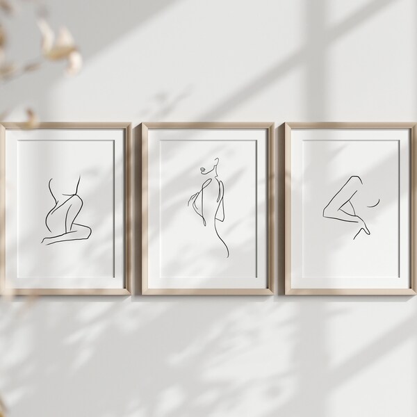 Female Body Drawings no.4 Wall Prints, Nude, Woman, Figure, Abstract Art, Bathroom, Black and White, Artistic, Romantic, Love