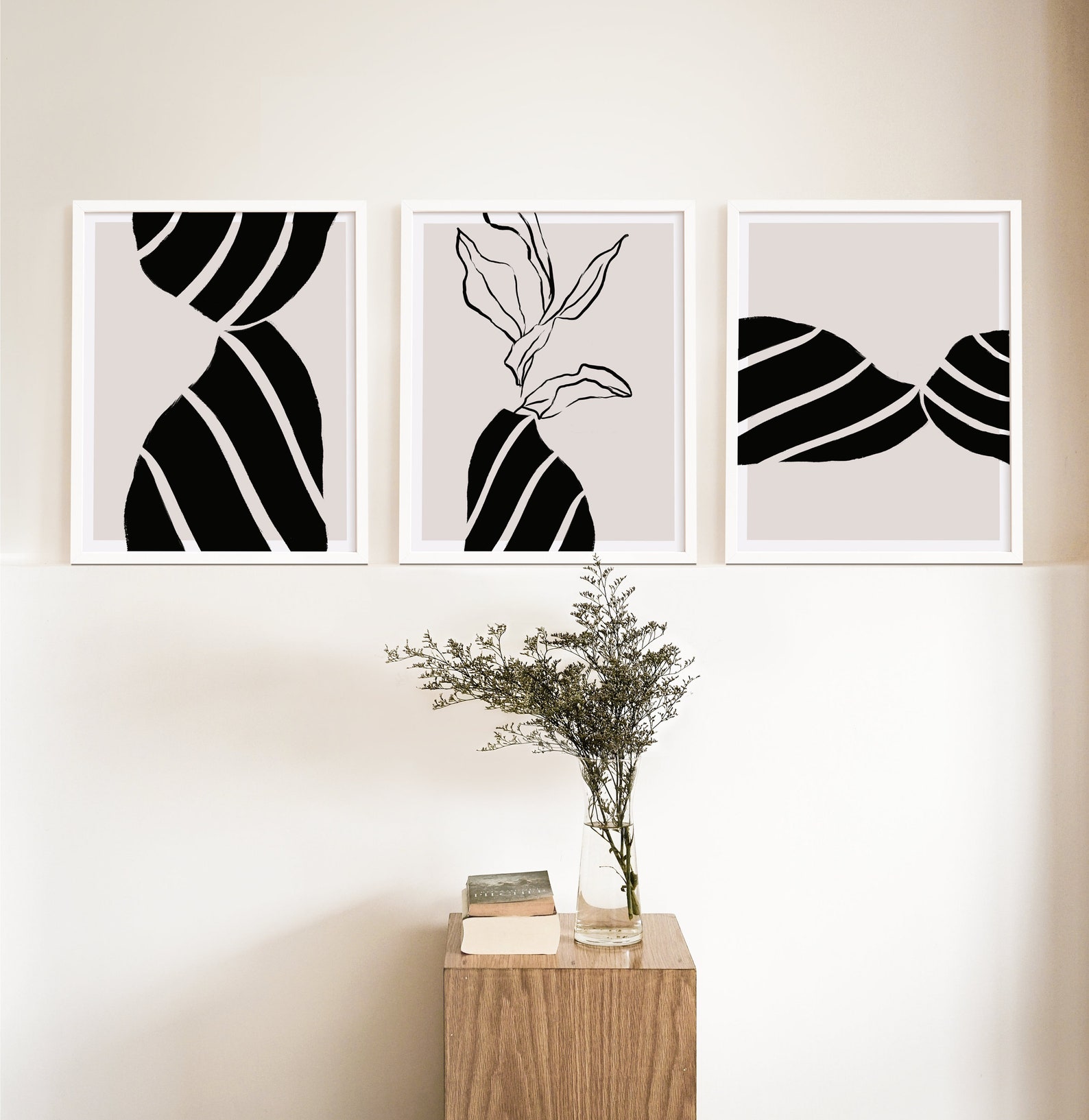 3er Set Abstrakte Abstrakte Linie No.2 Wanddrucke 4x6 5x7 | Etsy