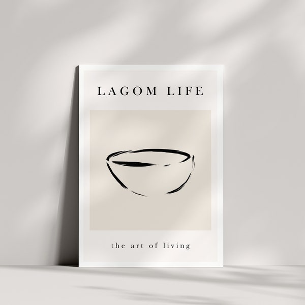 Lagom Life, The Art of Living Wall Print, Modern Art, Swedish, Nordic, Hygge, Kitchen, Dining Room, Printable, Instant Download