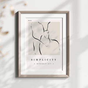 Simplicity Minimal Art no.2 Wall Print, Modern, Bedroom, Living Room, Home Office, Hallway, Black and White