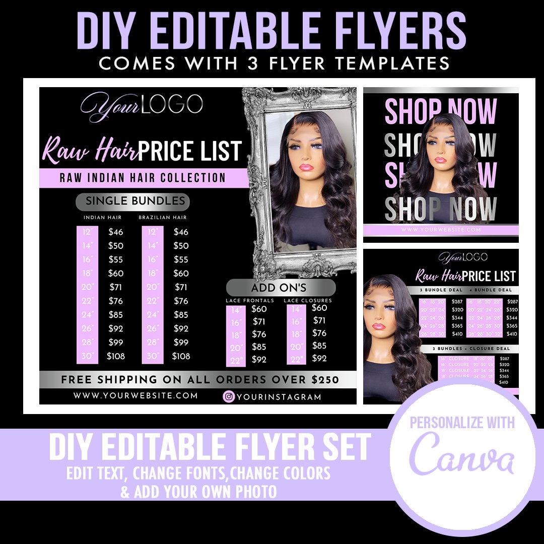 DIY Hair Flyer - Canva Template - Instagram Flyer - Black Friday Flyer ...