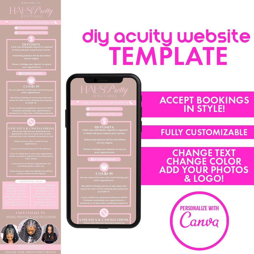 DIY Booking Website Acuity Booking Acuity Site Website Acuity Template Acuity Website Acuity Scheduling Template Black and White