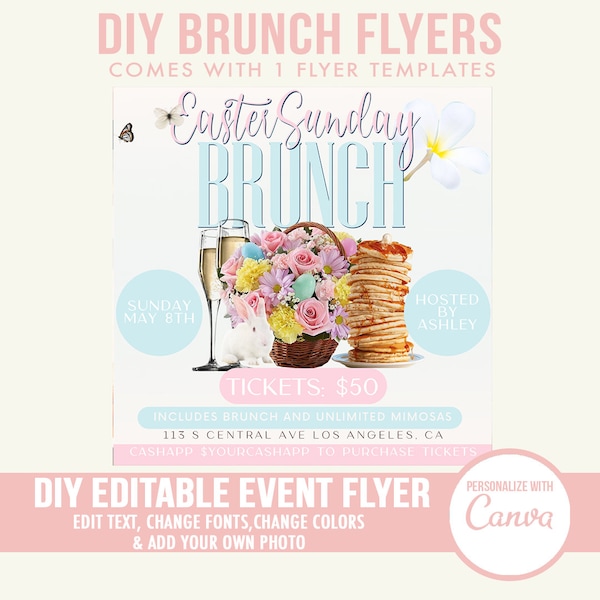 DIY Easter Brunch Flyer - Brunch Flyer - DIY Easter Flyer - Easter Dinner Invitation  - DIY Invitation - Brunch Invitation