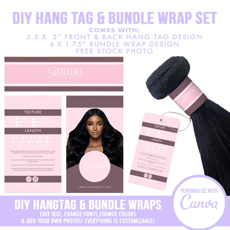 Hair Hang Tags Template Bundle Wraps Template Hair Etsy