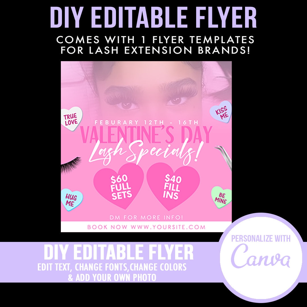 DIY Valentines Day Lash Sale Flyer Lash Price List Lash Etsy
