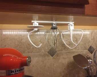 Kitchen Mixer Attachment Organizer - Space Saving KitchenAid Accessory Hanger - Aid your baking with this whisk, dough hook, & paddle holder