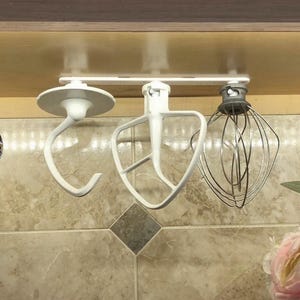 KitchenAid Mixer Triple Attachment Organizer - Mountable Storage for Whisk, Paddle Beater, and Dough Hook