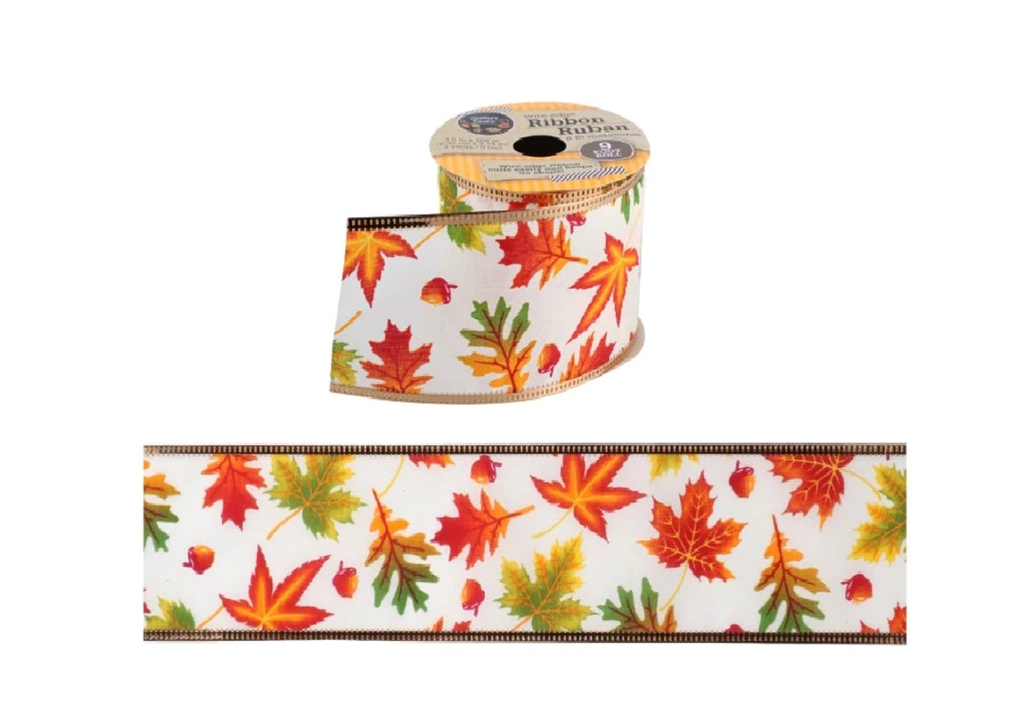 Fall Leaf Harvest Ribbon 9 ft. Roll WiredEdge Etsy