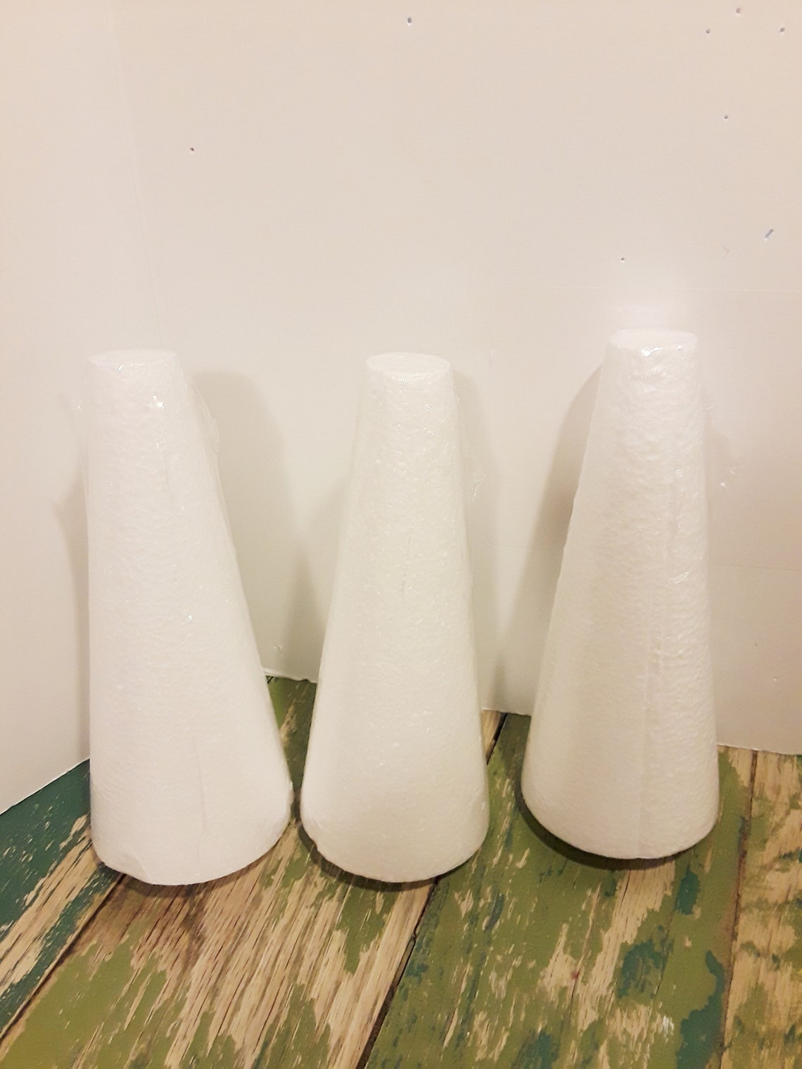 Set of 3 Styrofoam White Cones Crafting Supply 6.9 in. x 2.9 Etsy
