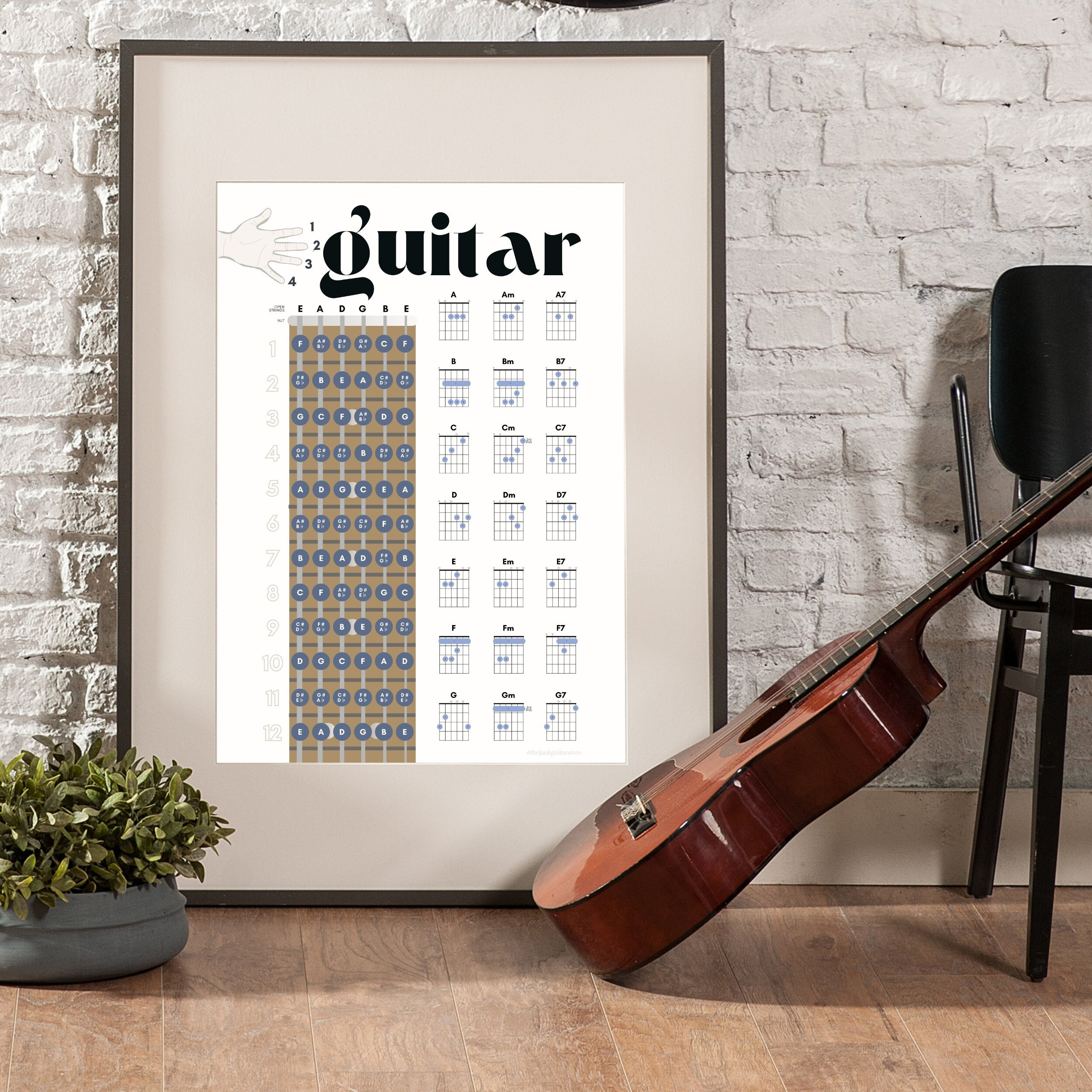 Guitar Reference Poster Printable Guitar Chords Poster Learn Guitar ...