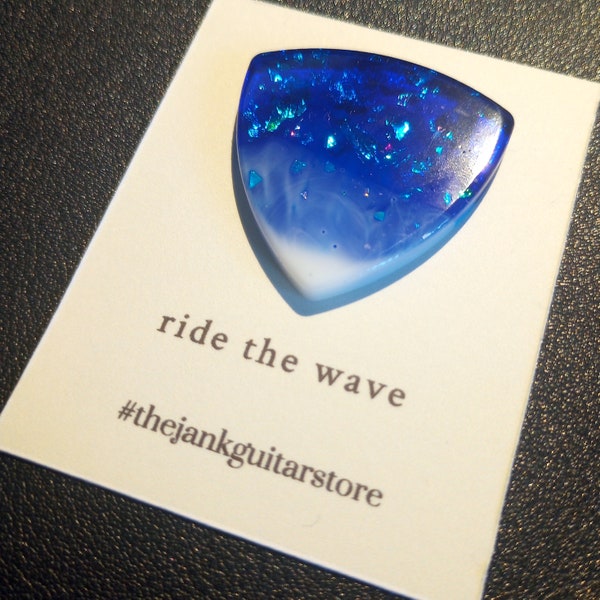 Beach Wave Guitar Pick Handmade Gift For Musician Ocean Wave Resin Guitar Pick Hand Made Guitar Pick Blue Guitar Pick Surf Guitar Plectrums