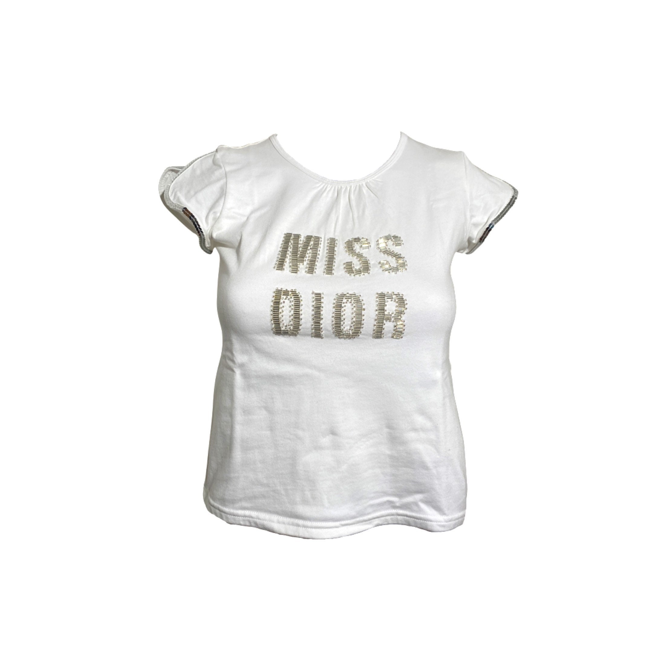 ☆MISS DIORロゴが可愛い☆ Dior Tシャツ ホワイト×ブラック Dior ディオール ロゴTシャツ メンズXS ホワイト コットン