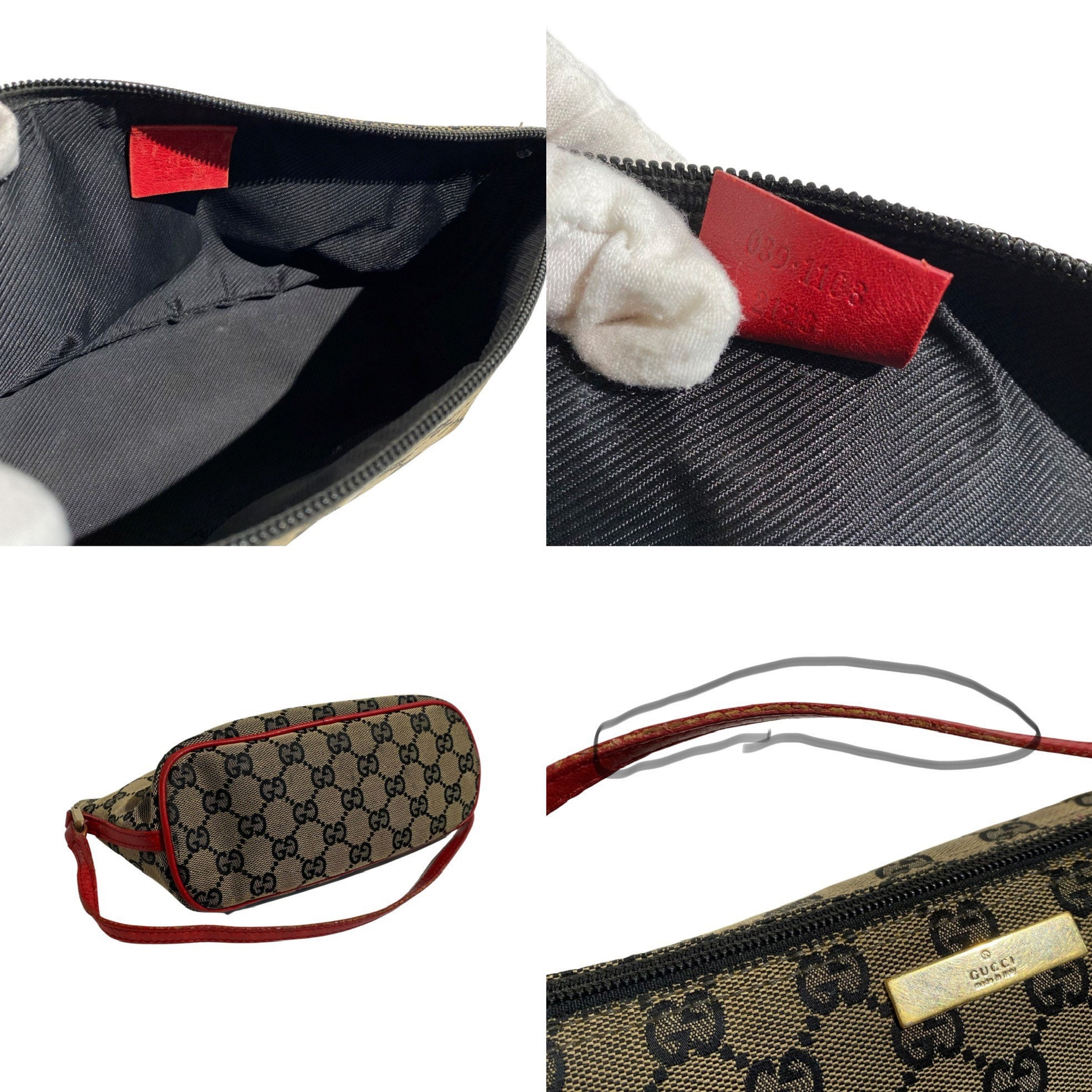 Authentic Gucci Brown / Red Monogram GG Canvas Pochette Boat -  Hong  Kong