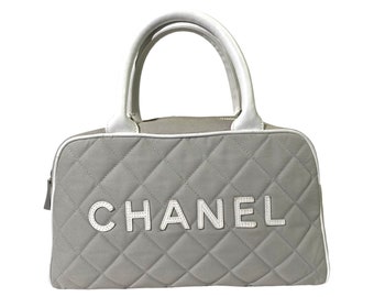 Authentic Chanel Sports Gray Quilted Mini Handbag Early 2000s