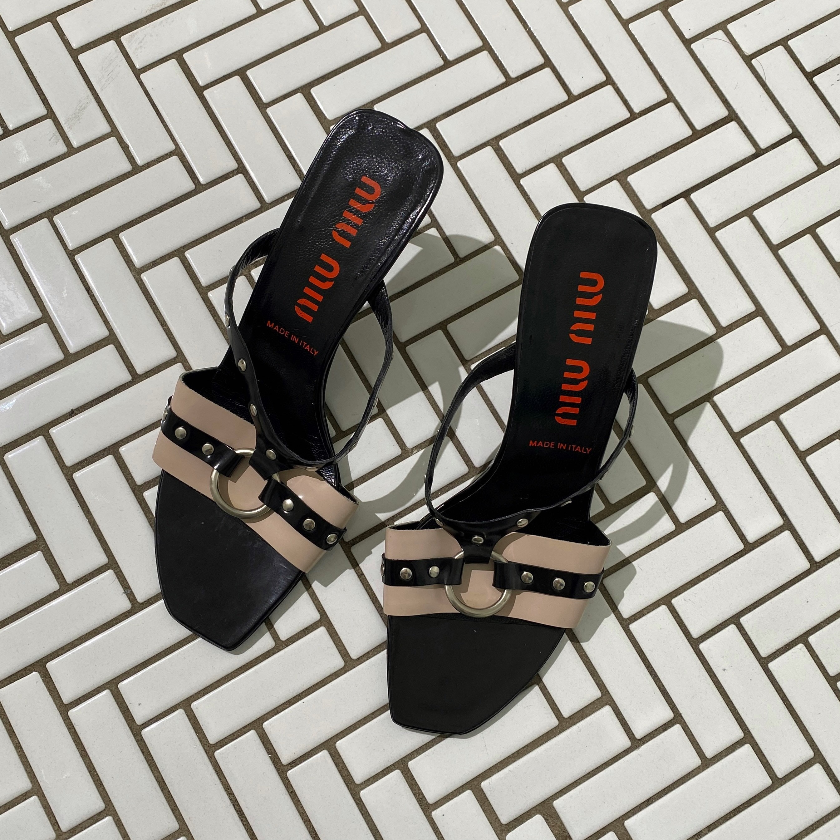 00s archive miu miu vintage ミュール サンダル 黒 vintage Miu Miu Sandals for Women - Vestiaire Collective