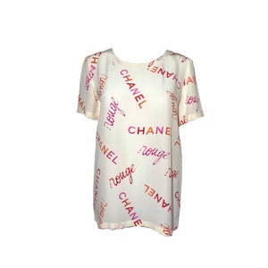 Chanel Beige Nude Oversize T Shirt Short Sleeve CC Logo Chest