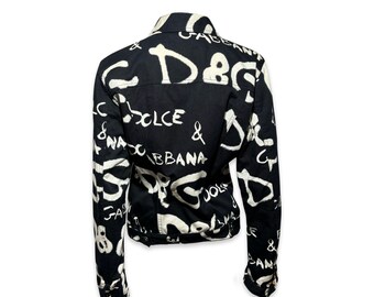 Dolce and Gabbana 2000s Graffiti Logo Jacket Black - Etsy