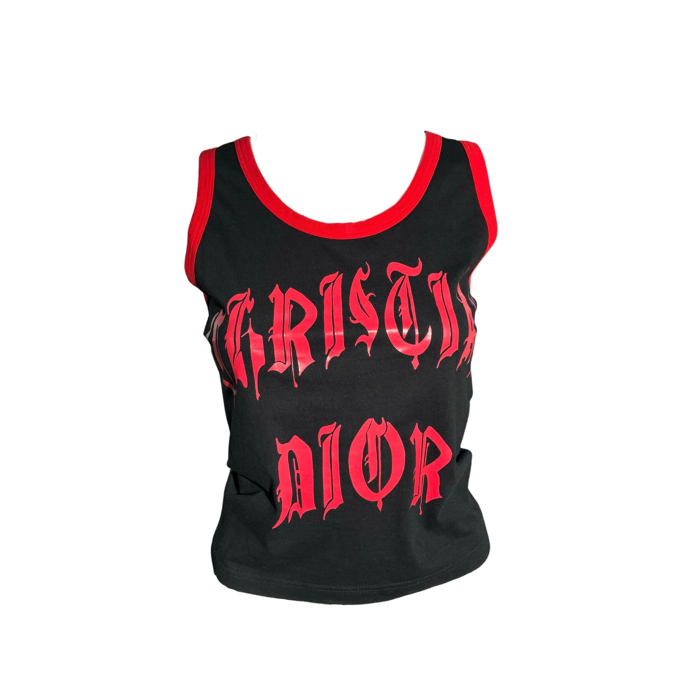 Dior 2002 Spring Gothic Logo Red Tank John Galliano - Etsy Dior 2002 Spring Gothic Logo Red Tank John Galliano - Etsy