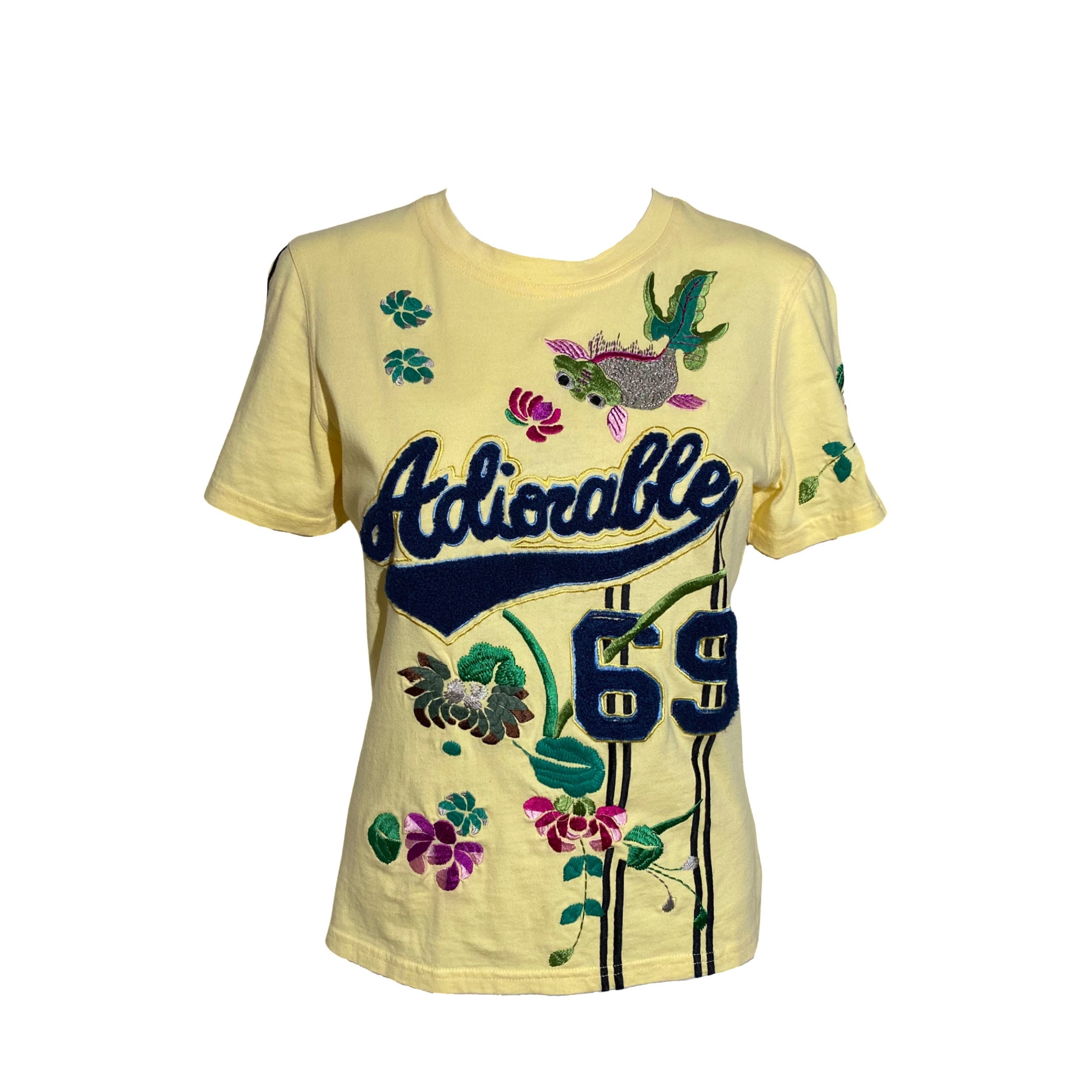Dior 2003 FW Adiorable 69 Embroidered Yellow T-shirt - Etsy